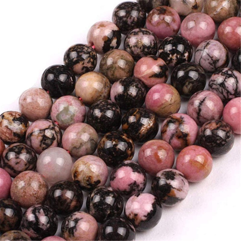 LIFAVOVY Genuine Black Rhodonite Beads for Jewelry Making Gemstone Semi Precious Stone Round 6mm Strand 15""(58-62pcs) - Image 2